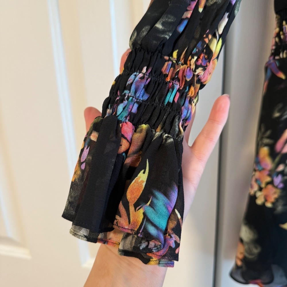 AMANDA UPRICHARD Revolve‎ Cerrone Mini Dress Mirabella Long Sleeve Black Floral - Picture 9 of 16